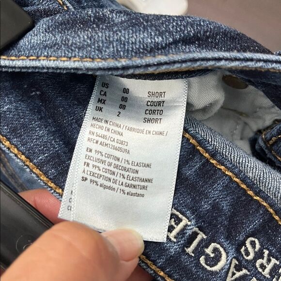 American Eagle super stretch sz 00 Short blue denim jeans - Picture 9 of 9